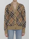 Burberry Oversized Tartan Cardigan In Beige