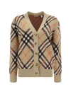 Burberry Cardigan In Sand Ip Check