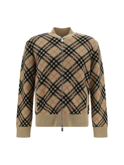 Burberry Cardigan In Sand Ip Check