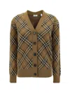 Burberry Check Pattern Ribbed Cardigan In Shrew Ip Check