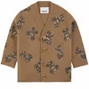 Burberry Cardigan With All-over Teddy Bear In Beige