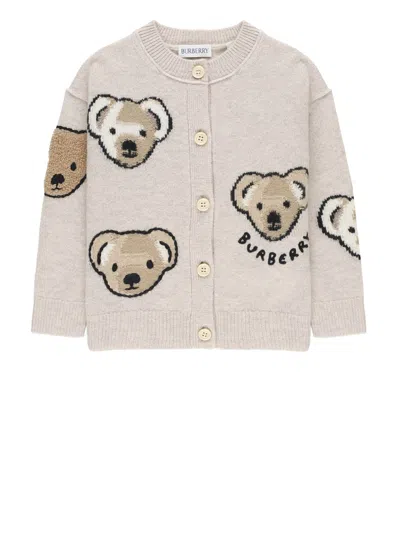 Burberry Kids' Cardigan With Logo In Gray