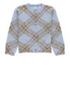 Burberry Girls Slate Blue Ip Check Kids Bethane Intarsia-check Mohair-blend Cardigan 4-14 Years 14 In Light Blue