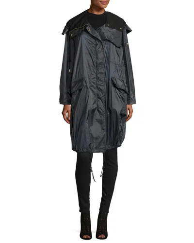 Pre-owned Burberry Cardingmill Voluminous Parka Jacket Size Medium Blue $695