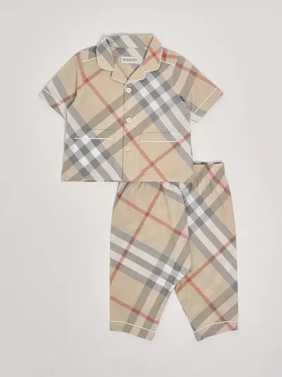 Burberry Babies' Carey Chk Set Suit In Check Beige