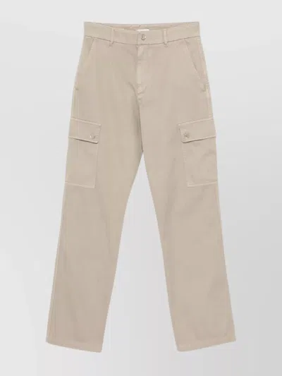 Burberry Cargo Cotton Trousers With Multiple Pockets In Neutral