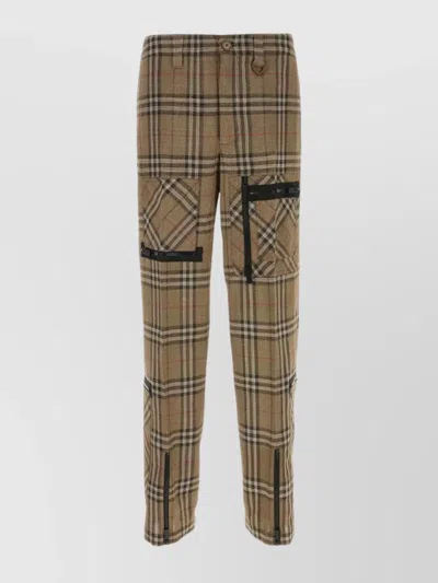 Burberry Cargo Trouser With Embroidered Viscose Blend In Multicolor