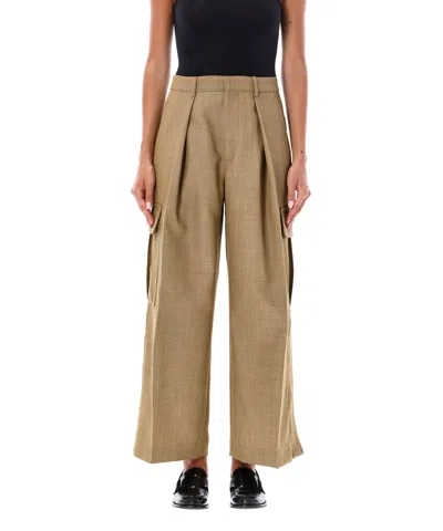 Burberry Wool Cargo Trousers In Beige/honey