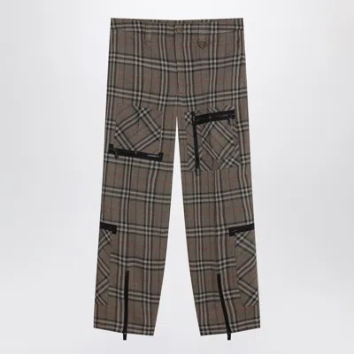 BURBERRY BURBERRY CARGO PANTS CHECK PATTERN IN SILK BLEND MEN