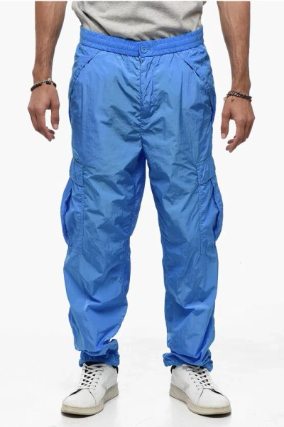 Burberry Cargo Pants With Drawstring Bottoms In Blue