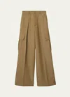 Burberry Wide-leg Wool Cargo Trousers In Beige/honey
