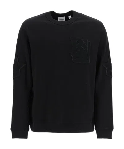 Burberry Carlson Logo-patch Sweatshirt In Black