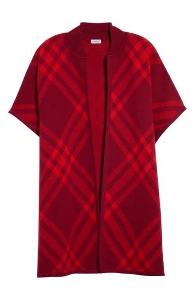 Burberry Checked Wool Cape In Red