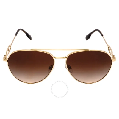 Burberry Carmen Brown Gradient Pilot Ladies Sunglasses Be3128 110913 58 In Brown / Gold