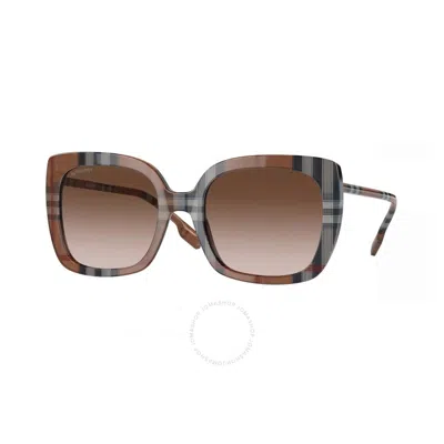 Burberry Caroll Gradient Brown Square Ladies Sunglasses Be4323 400513 54 In Brown/red