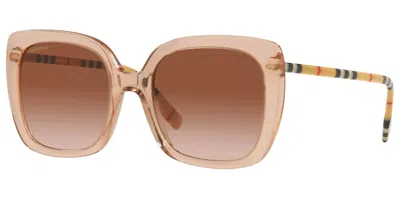 Pre-owned Burberry Caroll Women's Peach Oversized Butterfly Sunglasses - Be4323f 400613 56 In Brown