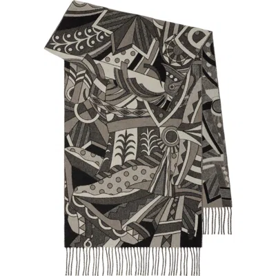 Burberry Carousel Ekd Cashmere Scarf In Monochrome