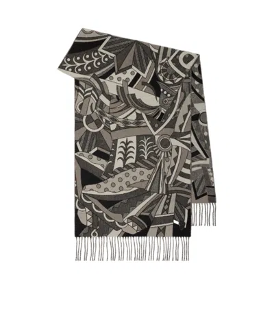 Burberry Carousel Ekd Scarf In Black
