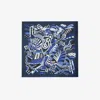 Burberry Silk Scarf With Ekd Carousel Style In Indigo