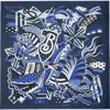 Burberry Silk Scarf With Ekd Carousel Style In Indigo