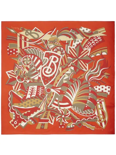 Burberry Carousel Scarf In Rust