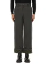 Burberry Black Pants With Logo Embroidery On The Side And Turn-up Checked Hem In Cotton Man