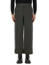 Burberry Black Pants With Logo Embroidery On The Side And Turn-up Checked Hem In Cotton Man In Green