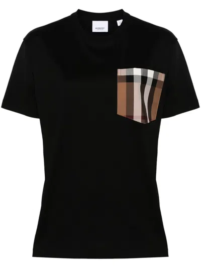 Burberry Carrick Check Pocket T-shirt In Black