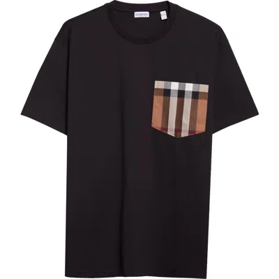 Burberry Carrick Check Pocket T-shirt In Black