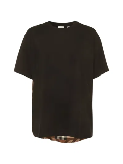 Pre-owned Burberry Carrick Check-panel T-shirt In Black