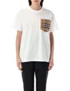Burberry Women White Jersey Checked Twill-trimmed Cotton-jersey T-shirt Tee Shirt In White