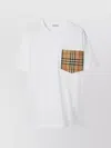 Burberry Women White Jersey Checked Twill-trimmed Cotton-jersey T-shirt Tee Shirt