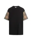 Burberry Check Motif Cotton T-shirt In Black