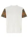 Burberry White T-shirt With Vintage Check Motif On The Sleeves In Cotton Woman In White