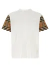 Burberry White T-shirt With Vintage Check Motif On The Sleeves In Cotton Woman In White