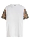 Burberry White T-shirt With Contrasting Check Motif Sleeves In White