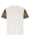 Burberry White T-shirt With Vintage Check Motif On The Sleeves In Cotton Woman In White