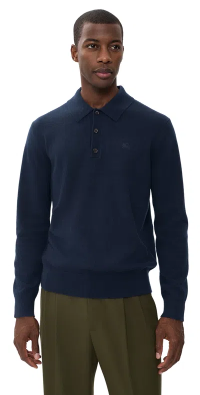 Burberry Carson Luxe Cashmere Polo Sweater Navy