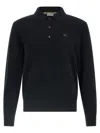 Burberry Men Cashmere Polo Sweater In Black