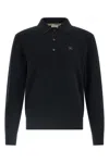 Burberry Men Cashmere Polo Sweater In Black