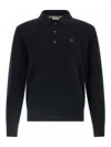 Burberry Men Cashmere Polo Sweater In Black