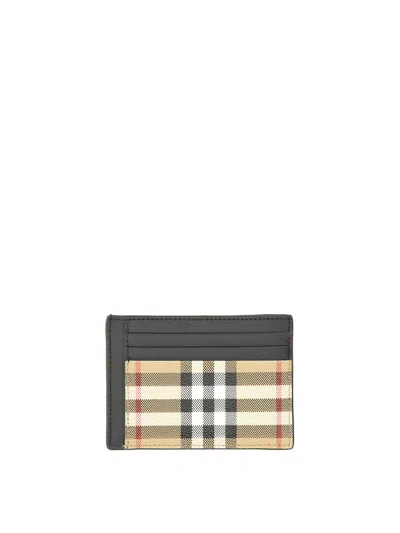 Burberry Card Case With Vintage Check Money Clip In Beige