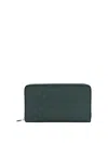 Burberry Men Coated Canvas Wallet With Check Motif In Green
