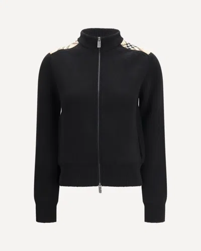 Burberry Cashmere And Wool Cardigan In Black