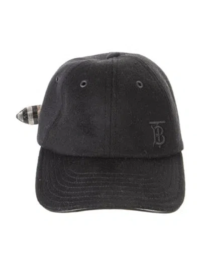 Pre-owned Burberry Cashmere Baseball Cap In Black