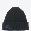 Burberry Black Beanie With Embroidered Ekd Logo On The Front In Cashmere In Black