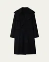 Burberry Cashmere Belted Wrap Trench Coat In Black