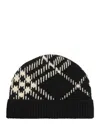 Burberry Check Cashmere Blend Beanie In Black