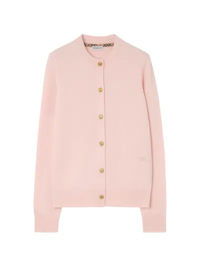 Burberry Cashmere Blend Cardigan In Pink