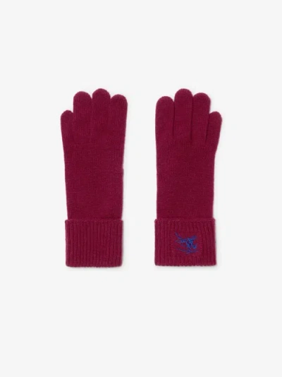 Burberry Ekd-embroidered Cashmere-blend Gloves In Ripple